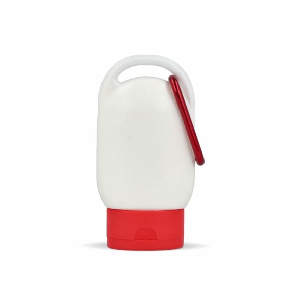 Zonnebrandlotion met Karabijnhaak SPF30 Gerecycled Materiaal - Rood Zonnebrandlotion met Karabijnhaak SPF30 Gerecycled Materiaal - Rood