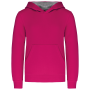 Kinder Sweater met gecontrasteerde capuchon Fuchsia / Fine Grey 12/14 jaar Kinder Sweater met gecontrasteerde capuchon Fuchsia / Fine Grey 12/14 jaar