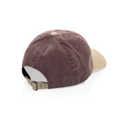 BEAU AWARE™ Washed 6 panel 270gsm cotton twill two tone cap, maroon