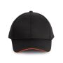 Contrasterende sandwichpet 6 panelen Oeko-Tex black/orange one size