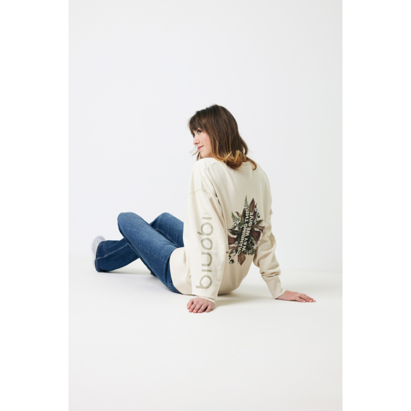 Iqoniq Kruger gerecycled katoen relaxed sweater, natural raw (L)