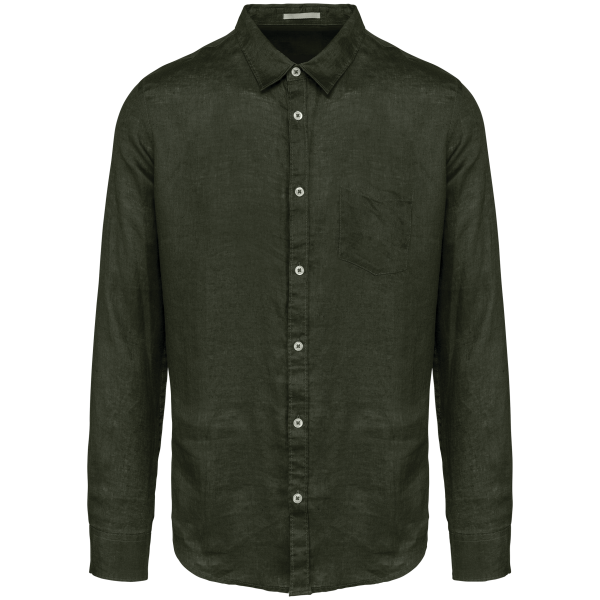 Chemise en lin homme Organic Khaki XS Chemise en lin homme Organic Khaki XS