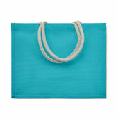 AURA - Jute tas met katoenen hengsels - Turquoise