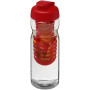 H2O Active® Base 650 ml sportfles en infuser met flipcapdeksel - Transparant/Rood