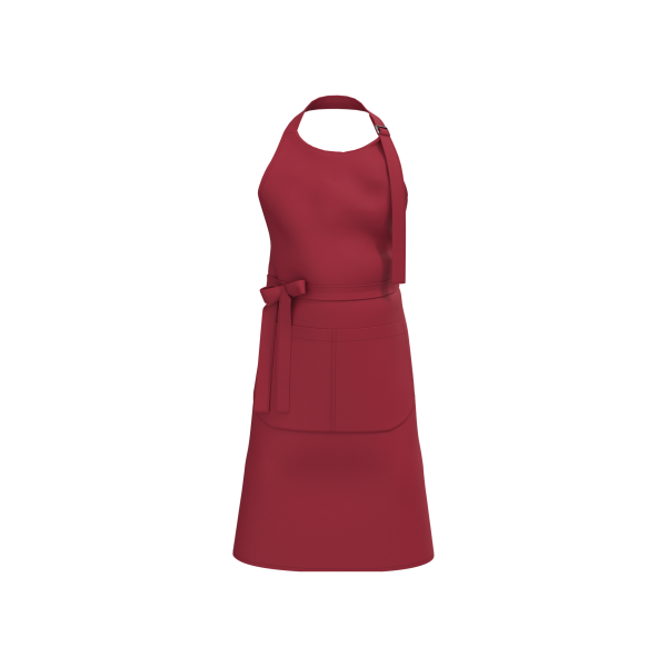 Schort met zak van biologisch katoen Hibiscus Red One Size Schort met zak van biologisch katoen Hibiscus Red One Size