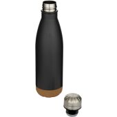 Cove 500 ml dubbelwandige vacuüm geïsoleerde roestvrijstalen waterfles met kurkdetails - Zwart