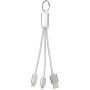 Metalen 3-in-1 oplaadkabel met sleutelhanger - Zilver