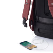 Bobby Hero Regular, anti-diefstal rugzak, rood, zwart