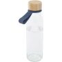 Porto 500 ml glazen waterfles met siliconen handgreep en bamboe deksel - Oceaan blauw