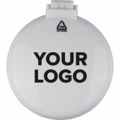 Opvouwbare gerecyclede ABS haarborstel met spiegel Eloi wit