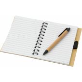 Draadgebonden notitieboekje met balpen Niall bruin