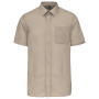 Overhemd in onderhoudsvriendelijk polykatoen-popeline korte mouwen heren Beige XS