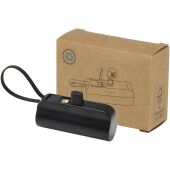 Alnair Type-C powerbank van 5000 mAh 10 W van gerecycled plastic met ingebouwde klapstandaard en 2 in 1 kabel - Zwart