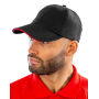 Brushed Cotton Decorator Cap with Sandwich Peak - Black/Red - One Size