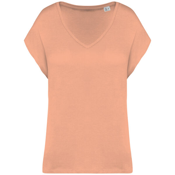 Ecologisch baggy dames-T-shirt V-hals