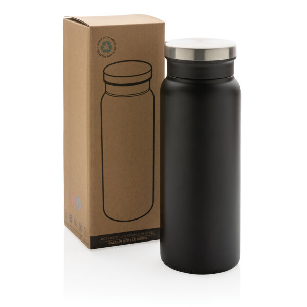 RCS gerecycled roestvrijstalen vacuümfles 600ML, zwart, zwart RCS gerecycled roestvrijstalen vacuümfles 600ML, zwart, zwart