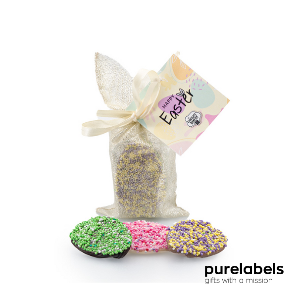 Paasgeschenk personeel | Paashaas zakje roze Pasen mix | Origineel relatiegeschenk
