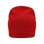 Knitted Beanie with Fleece Inset red