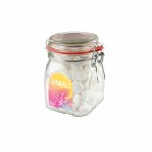 Weckpot 0,9 liter, gevuld met snoep, Transparant, Wilhelmina pepermunt
