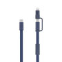 Arc RCS 60W 120 cm 2-in-1 snellaadkabel, blauw