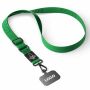 Geweven verstelbare crossbody telefoonhouder met gegraveerde metalen logoplaat