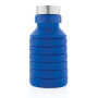 Lekvrije opvouwbare siliconen fles met schroefdop, blauw