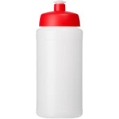 Baseline® Plus grip 500 ml sportfles met sportdeksel - Transparent/Rood