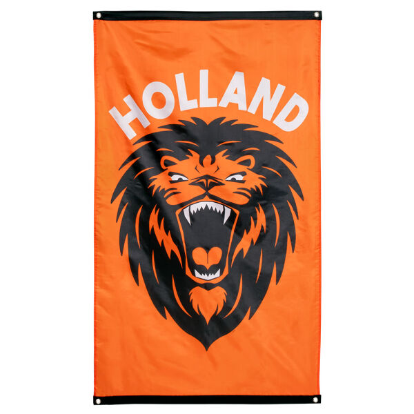 Oranje polyester vlag brullende leeuw 'Holland' 90x150 cm