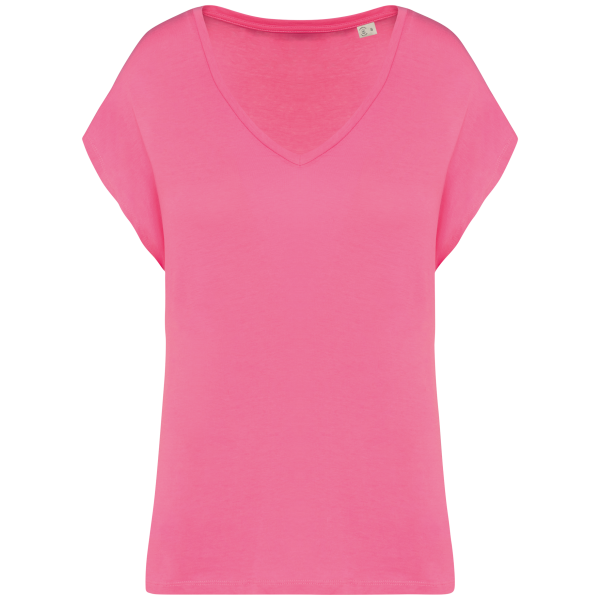 Ecologisch baggy dames T-shirt V-hals Candy Rose M Ecologisch baggy dames T-shirt V-hals Candy Rose M