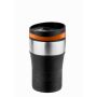 Metmaxx® "CremaOfficina" thermo beker zilver/zwarte hoes/oranje ring