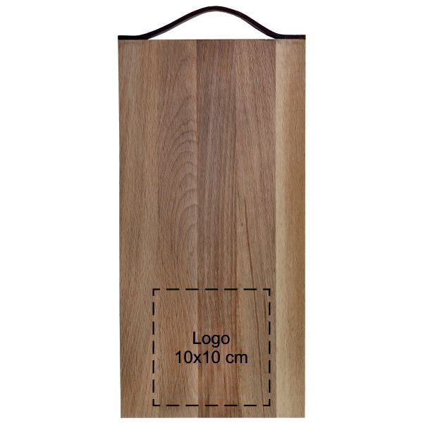 Plank met leren handvat beuken 33x16 cm Plank met leren handvat beuken 33x16 cm