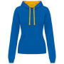 Damessweater met capuchon in contrasterende kleur Light Royal Blue / Yellow XS