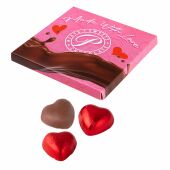 Plat doosje met chocolade, Wit, Chocolade hart