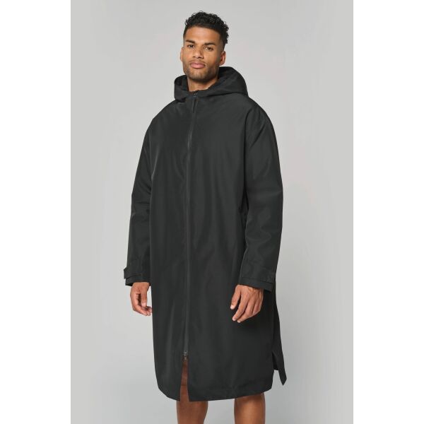 Lange jas met sherpavoering uniseks Black S/M Lange jas met sherpavoering uniseks Black S/M