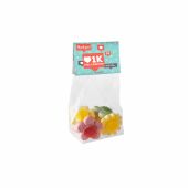 Blokzakje met kopkaartje en 50 gram snoep, Transparant/Wit, Bloemen