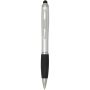 Nash RCS balpen met stylus van gerecycled plastic met gekleurde behuizing en zwarte grip (zwarte inkt) - Zilver