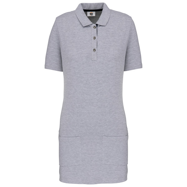 Langes Polohemd mit kurzen Ärmeln für Damen Oxford Grey / Navy 3XL