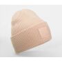 DEEP CUFFED TONAL PATCH BEANIE, PEACH, One size, BEECHFIELD