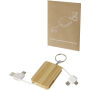 Reel 6-in-1 intrekbare bamboe sleutelhanger oplaadkabel - Naturel