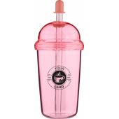 rPet Drinkbeker met rietje Glow 500 ml roze