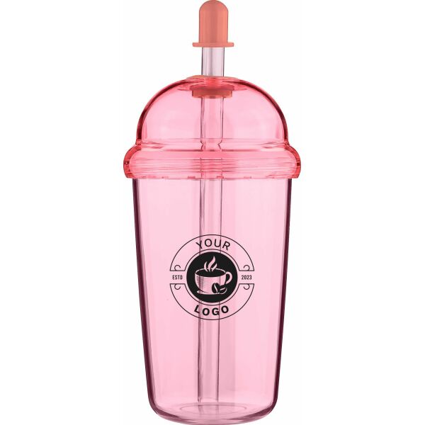 rPet Drinkbeker met rietje Glow 500 ml roze rPet Drinkbeker met rietje Glow 500 ml roze