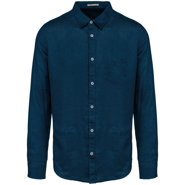 Chemise en lin homme Peacock Blue XS Chemise en lin homme Peacock Blue XS