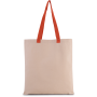 Platte shopper van canvas met contrasterend hengsel Natural / Spicy Orange One Size Platte shopper van canvas met contrasterend hengsel Natural / Spicy Orange One Size