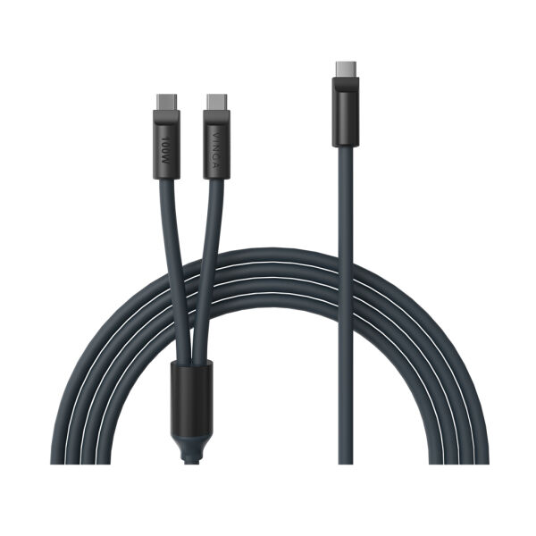 VINGA Baltimore siliconen multi-oplaadkabel (C+2C), donkerblauw VINGA Baltimore siliconen multi-oplaadkabel (C+2C), donkerblauw