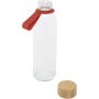 Porto 500 ml glazen waterfles met siliconen handgreep en bamboe deksel - Brick