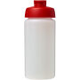 Baseline® Plus grip 500 ml sportfles met flipcapdeksel - Transparant/Rood