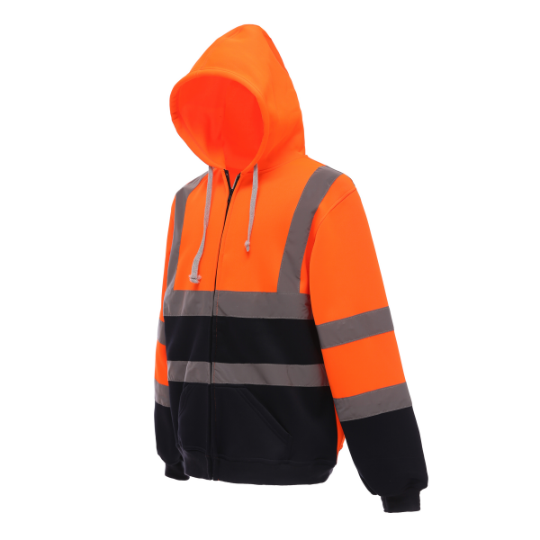 Veiligheidssweatervest met capuchon Orange / Navy L Veiligheidssweatervest met capuchon Orange / Navy L