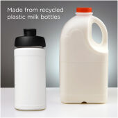 Baseline 500 ml gerecyclede drinkfles met klapdeksel - Wit/Zwart