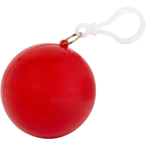 Fog poncho in ronde plastic verpakking met karabijnhaak - Rood Fog poncho in ronde plastic verpakking met karabijnhaak - Rood