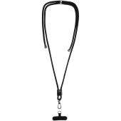 Vega verstelbaar smartphone lanyard van gerecycled materiaal - Zwart